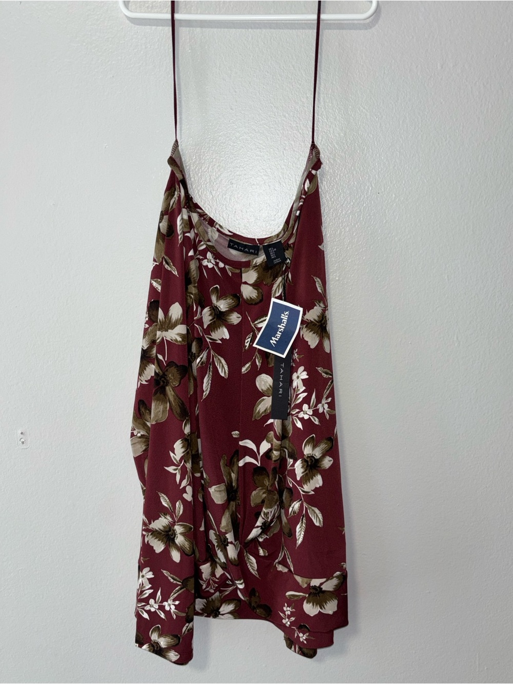 Marshalls Burgundy Floral Spaghetti-Strap Top